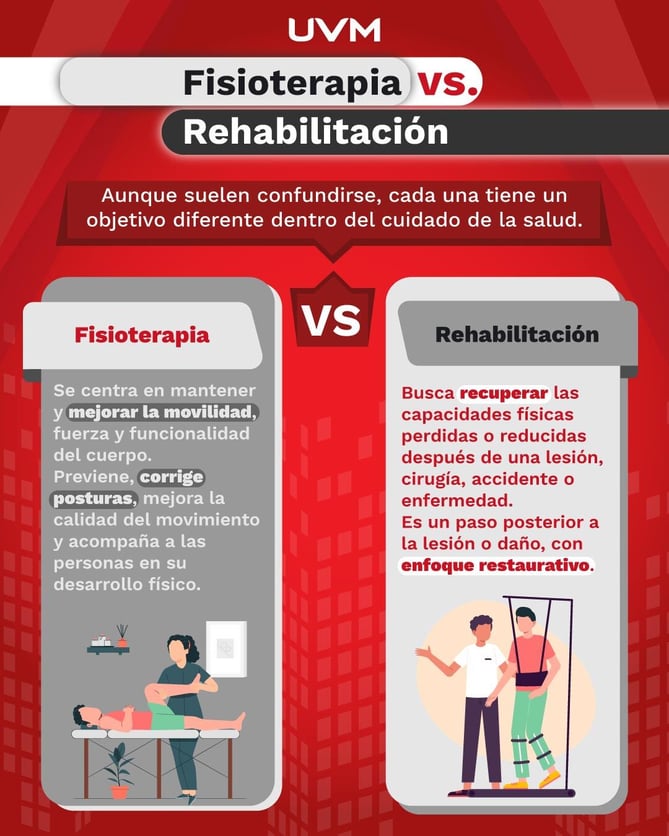 Infografia diferencias entre la fisioterapia y la rehabilitación