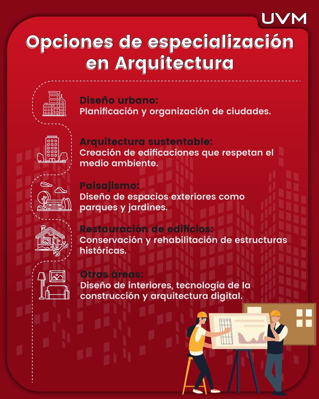 Opciones de especialización en Arquitectura